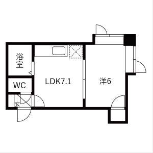 エミネンス北大西(1DK/2階)の間取り写真