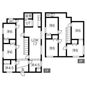 札幌市南北線 真駒内駅 バス乗車時間：20分 藤野３−２バス停で下車 徒歩2分 2階建 築33年(7LDK)の間取り写真