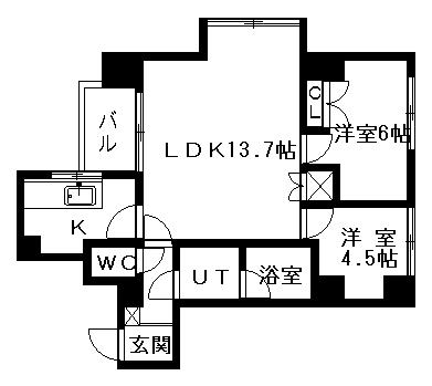 クレアシオン桑園Ⅱ(2LDK/5階)の間取り写真