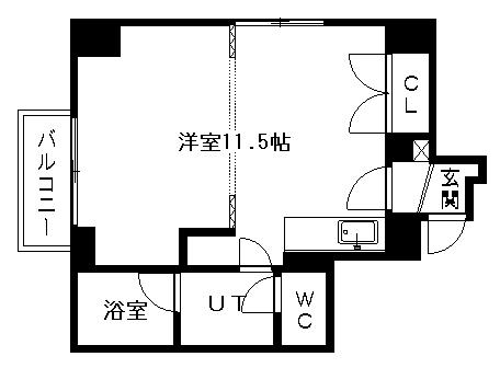 クレアシオン桑園Ⅱ(1DK/7階)の間取り写真