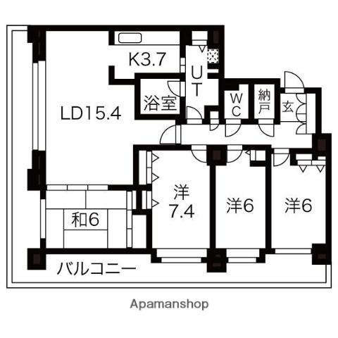ヴェルドミール裏参道(4LDK/4階)の間取り写真