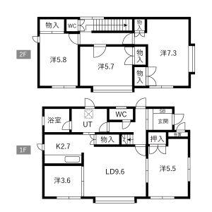 北海道札幌市南区 2階建 築31年(5LDK)の間取り写真