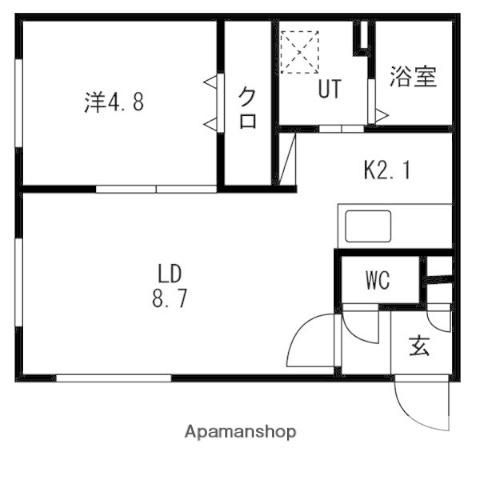 南19西8マンション(1LDK/3階)の間取り写真