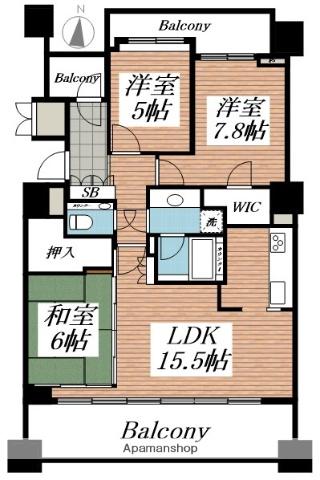 大通シティハウス(3LDK/4階)の間取り写真