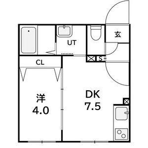 ラフィーネ西町(1LDK/4階)の間取り写真