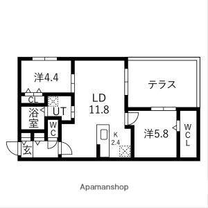 ブランシャールKI幌平橋(2LDK/1階)の間取り写真