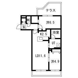 南9西15MS(2LDK/1階)の間取り写真