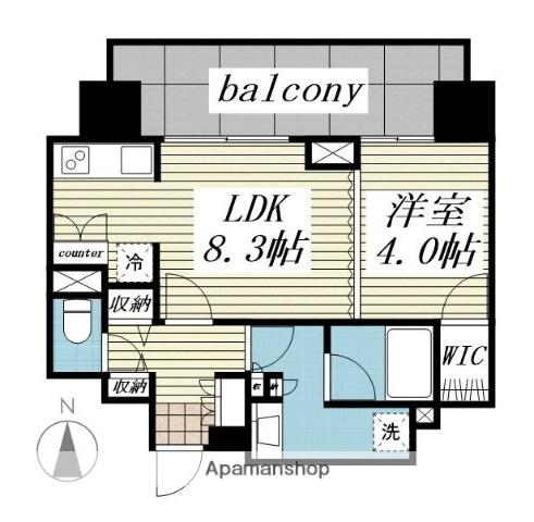 ブランズタワー札幌大通公園(1LDK/7階)の間取り写真