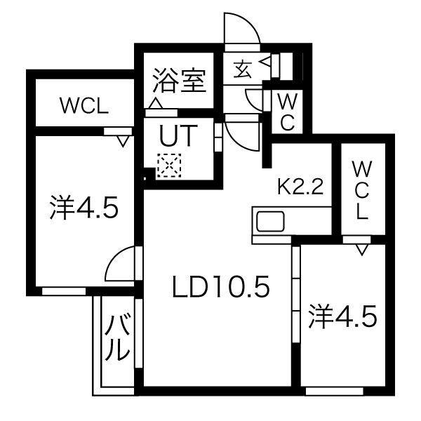 ブランシャール桑園STATION(2LDK/2階)の間取り写真