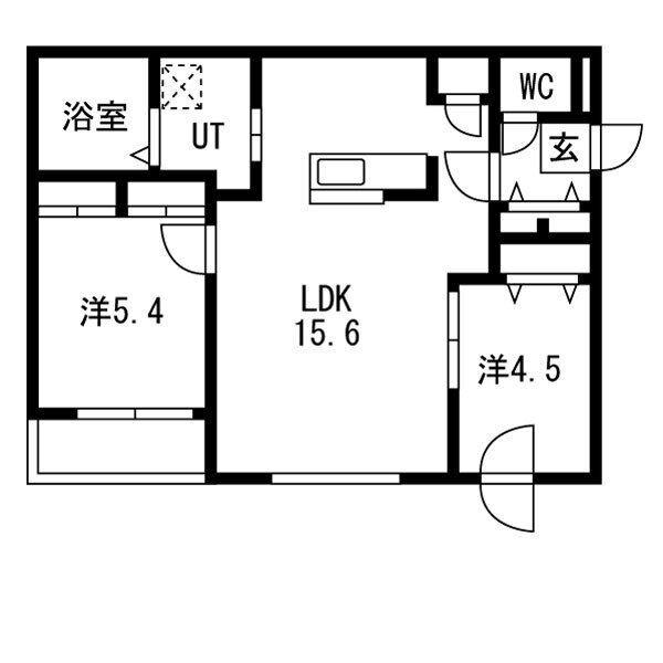 LUMIERE KOTONI GA-琴(2LDK/2階)の間取り写真