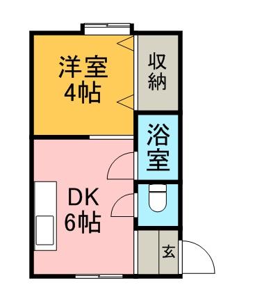 リバーサイドコート(1DK/2階)の間取り写真