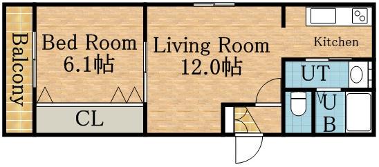 トールシダース(1LDK/4階)の間取り写真
