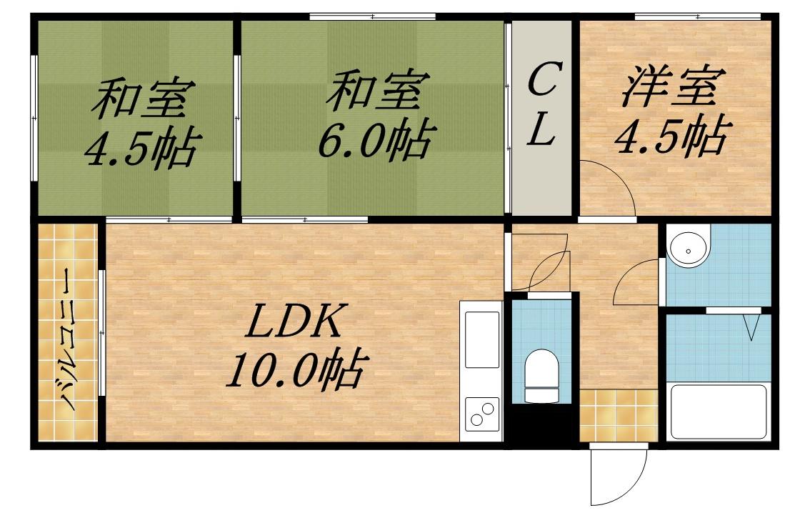 クチュール新川(3LDK/1階)の間取り写真