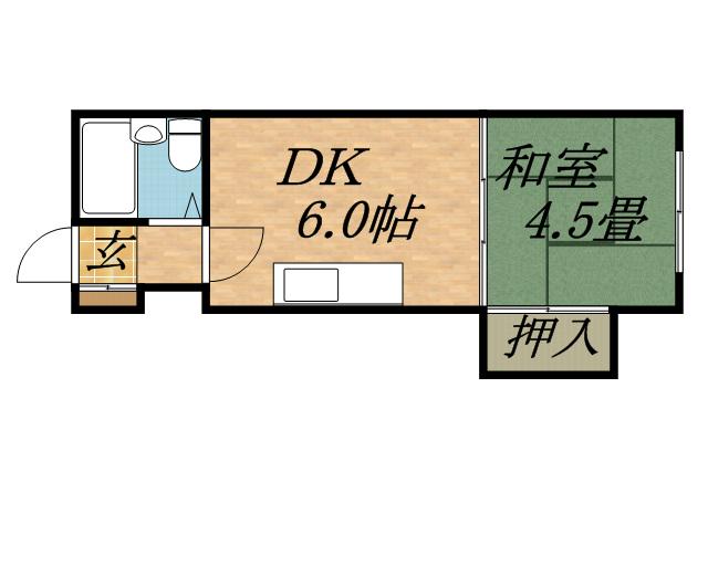 メゾン中田(1DK/2階)の間取り写真