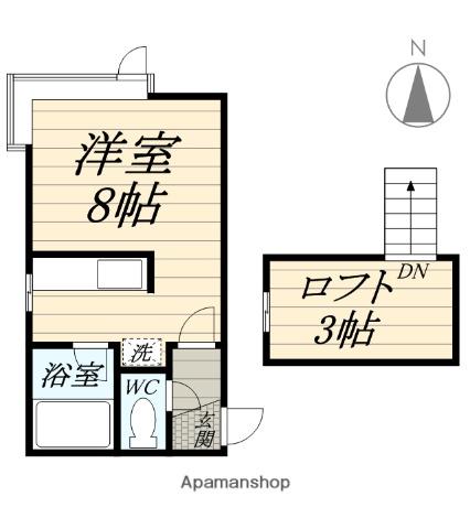 ツインコートB(ワンルーム/3階)の間取り写真