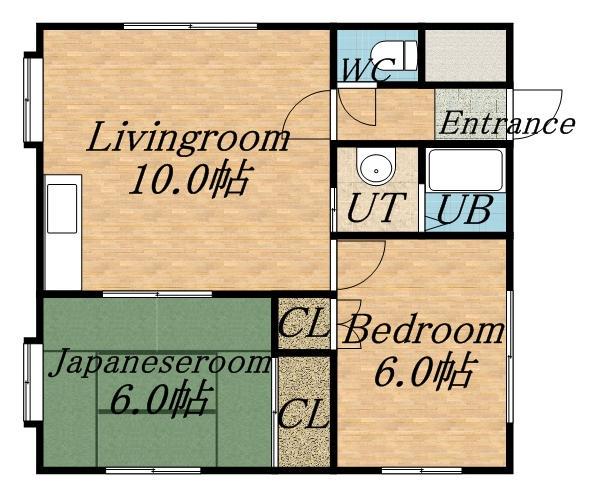 ホワイトコートカヤⅦ(2LDK/2階)の間取り写真