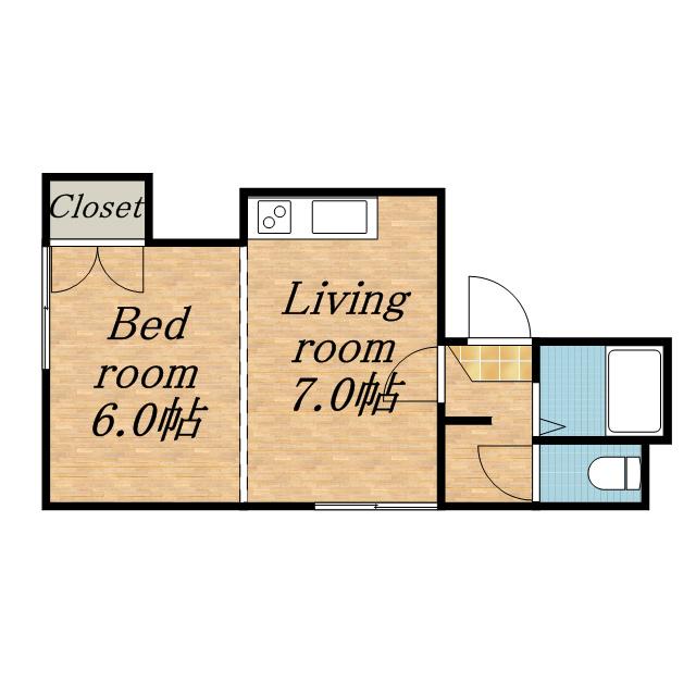 プログレスコート六番館(1DK/2階)の間取り写真