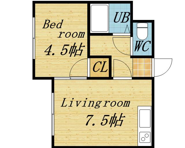 メゾンロベ36(1DK/3階)の間取り写真
