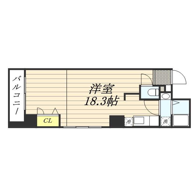 CITY SPIRE南3条Ⅱ(ワンルーム/2階)の間取り写真