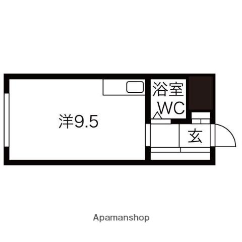 ベルヴィル壱番館(ワンルーム/2階)の間取り写真