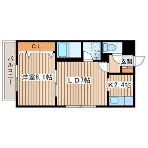 KZ BLD(1LDK/1階)の間取り写真