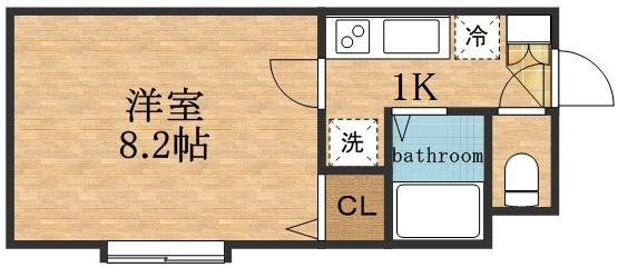 CORE24B(1K/4階)の間取り写真