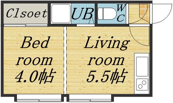 メゾンドカンパーニュⅡ(1DK/3階)の間取り写真