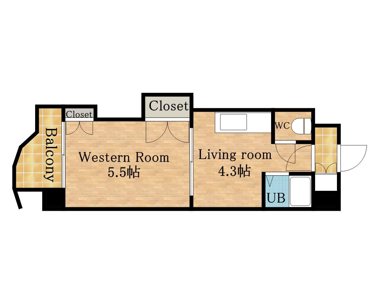 フォーライフ大通南(1DK/3階)の間取り写真