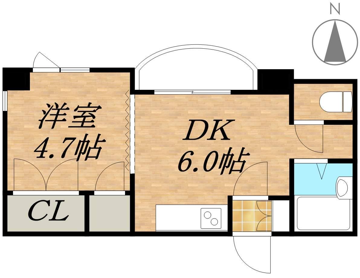 フォーライフ大通南(1DK/9階)の間取り写真
