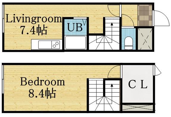 クレアシオン　Ⅱ(1DK)の間取り写真