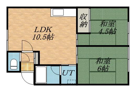 一条ハイツ(2LDK/2階)の間取り写真