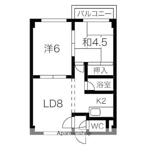 パークハイツ88(2LDK/4階)の間取り写真