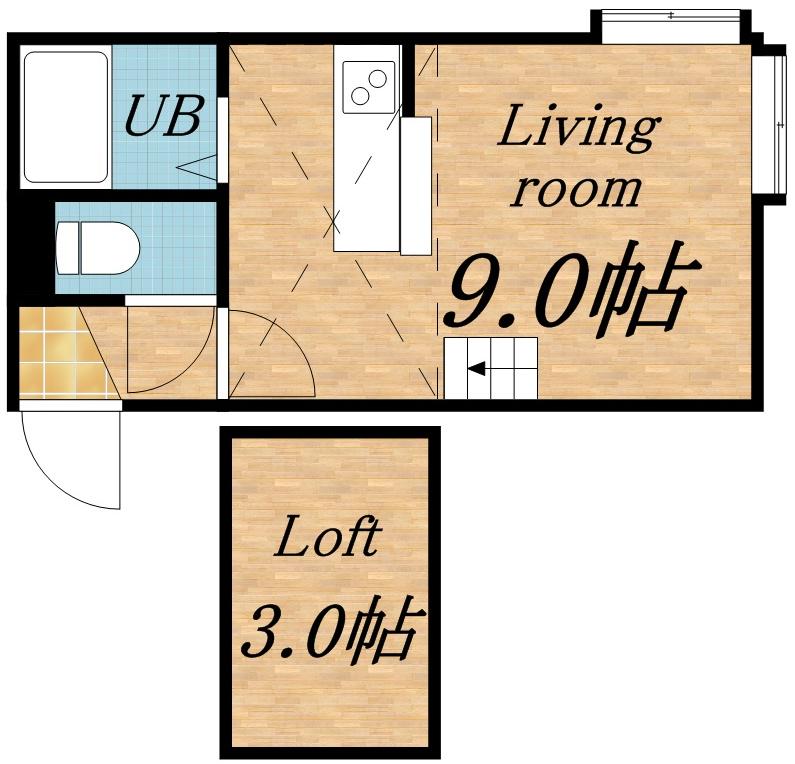 ロワジール麻生(1K/3階)の間取り写真