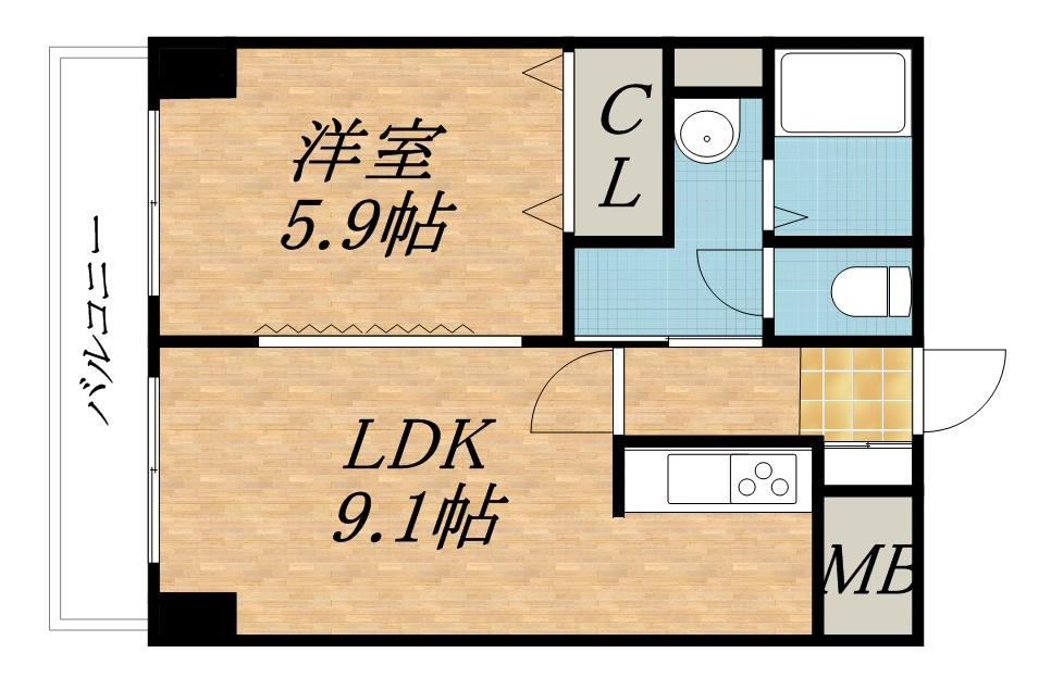 スカイコートK(1LDK/3階)の間取り写真