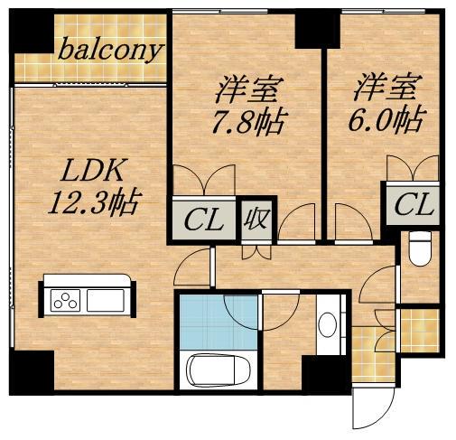 グランカーサ裏参道(2LDK/7階)の間取り写真