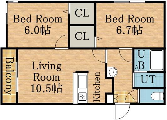 アーバンコート藤井(2LDK/1階)の間取り写真