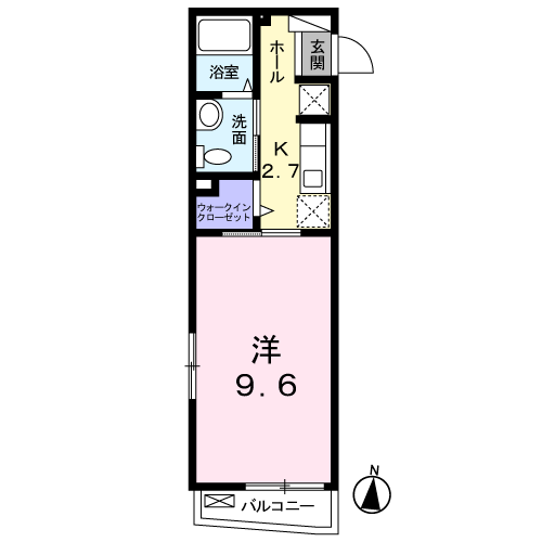 アウローラ(1K/4階)の間取り写真