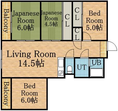 コスモロイヤル東苗穂A棟(4LDK/6階)の間取り写真