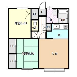 ホワイトハイツ(2LDK/2階)の間取り写真