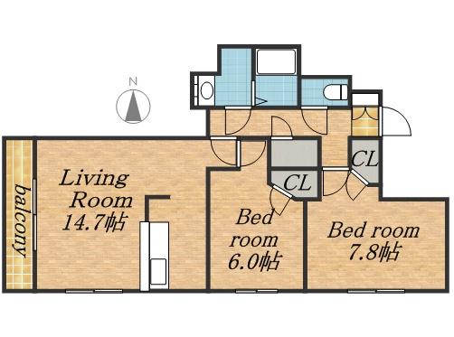 サムティタワーN26・エルム北26条(2LDK/13階)の間取り写真