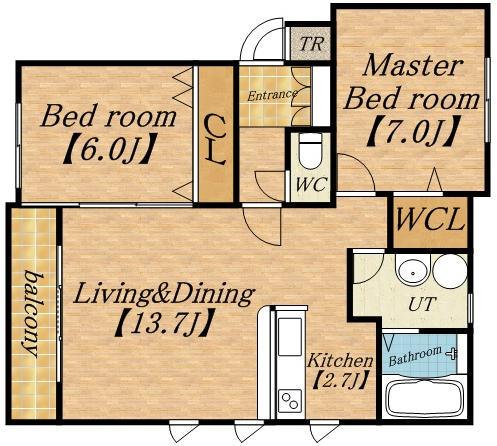 サージュブリエⅡ(2LDK/1階)の間取り写真