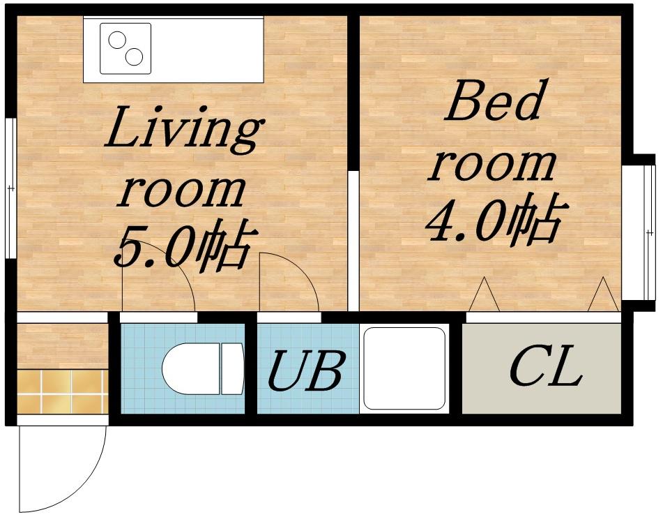 リバーサイドコート(1DK/2階)の間取り写真