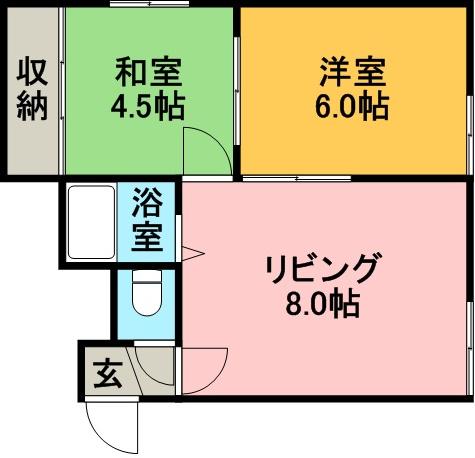 ふじ井MS(2DK/2階)の間取り写真