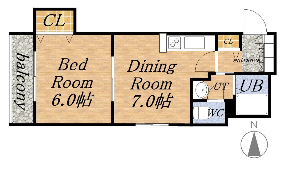 ヴィラN19(1DK/2階)の間取り写真