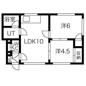 クリスタルハイツ栄町(2LDK/3階)の間取り写真