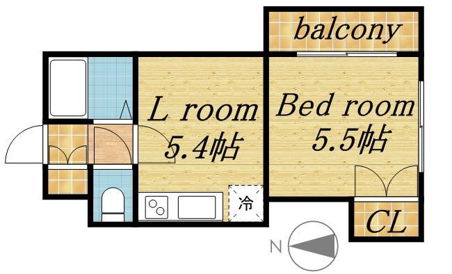 プレサント南2西19(1DK/3階)の間取り写真