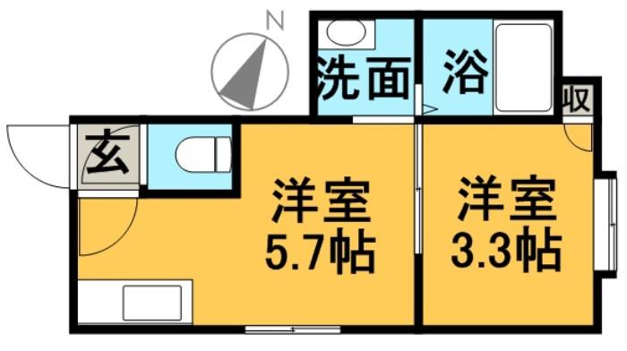 ボヌールN16(1DK/1階)の間取り写真