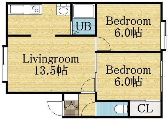 ソシアルトミイNO19(2LDK/1階)の間取り写真