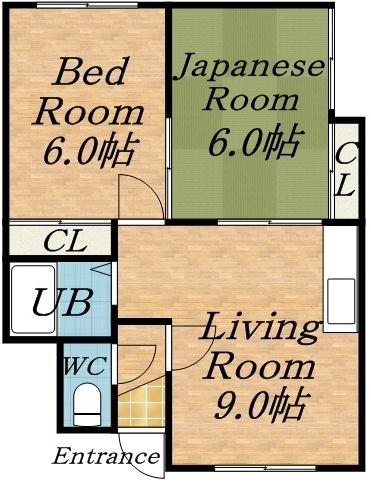光栄荘(2DK/2階)の間取り写真