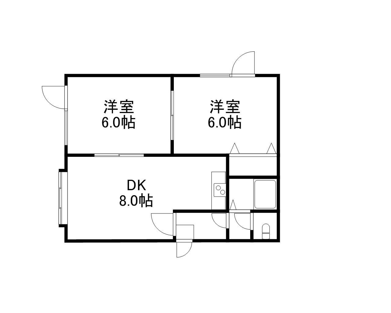 プレシャスコート(2LDK/2階)の間取り写真